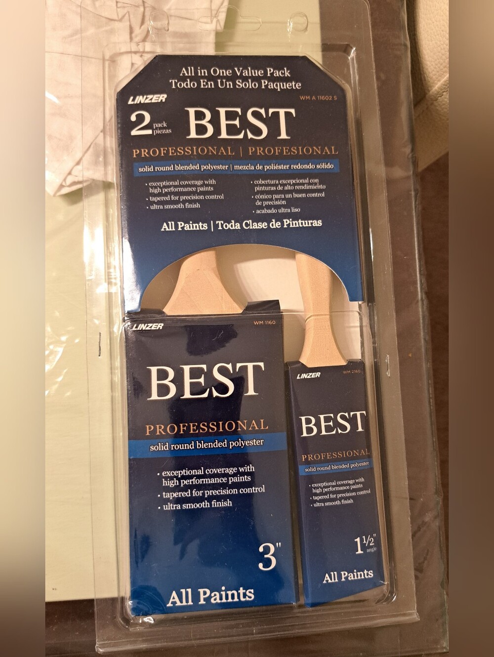 Linzer Professional Paint Brush Pack — Blue (2-Pack- 1.5 & 3")